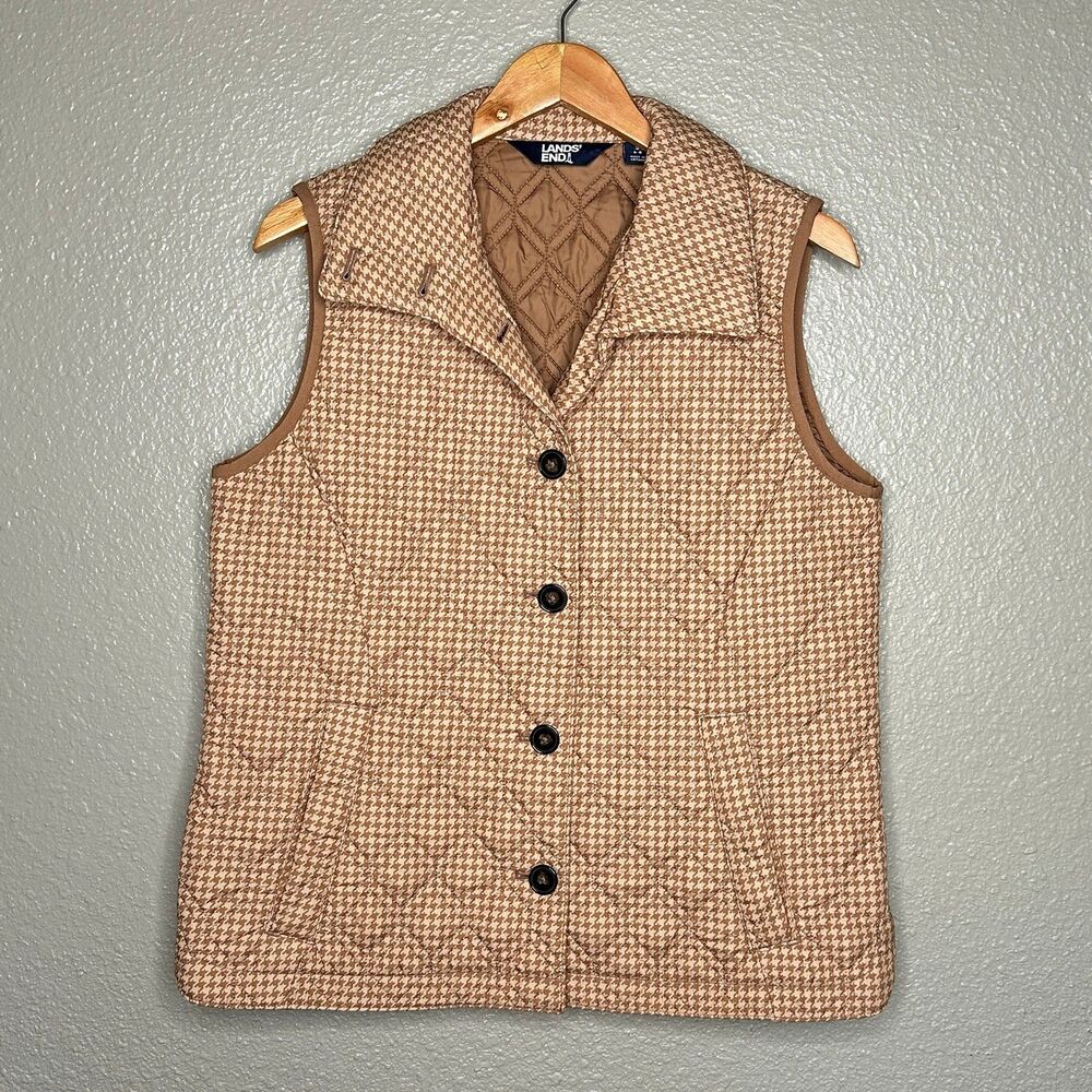 LANDS’ END Houndstooth Primaloft button up Vest